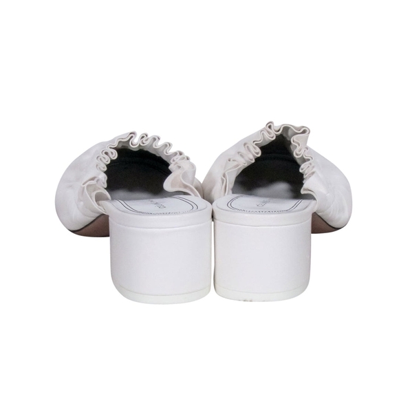 CELINE White Ruffle Leather Mule - Picture 8 of 9